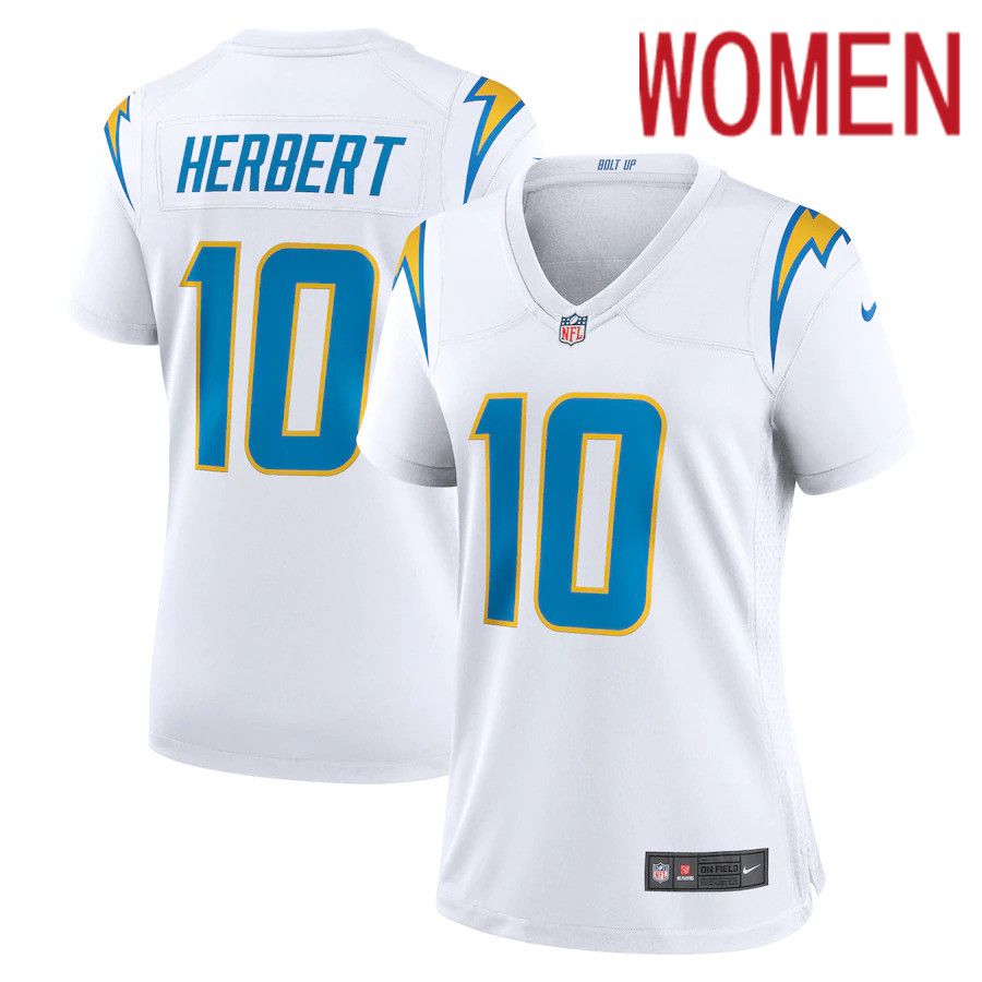 Women Los Angeles Chargers 10 Justin Herbert Nike White Game NFL Jersey